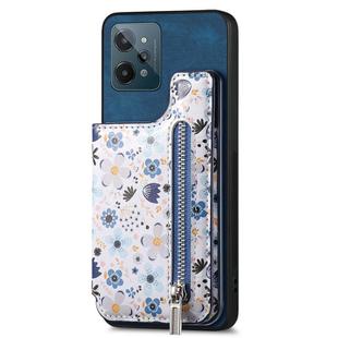 For Realme C31 Retro Painted Zipper Wallet Back Phone Case(Blue)