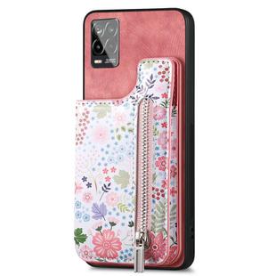 For Realme 8 Pro Retro Painted Zipper Wallet Back Phone Case(Pink)