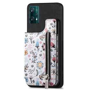 For Realme 9 Pro Retro Painted Zipper Wallet Back Phone Case(Black)