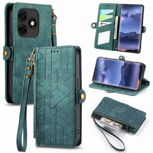 For Itel S23+ Geometric Zipper Wallet Side Buckle Leather Phone Case(Green)