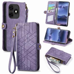 For Itel S23+ Geometric Zipper Wallet Side Buckle Leather Phone Case(Purple)