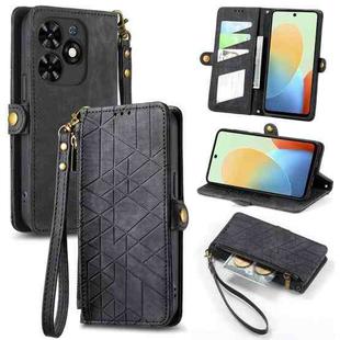 For Tecno Spark Go 2024 Geometric Zipper Wallet Side Buckle Leather Phone Case(Black)