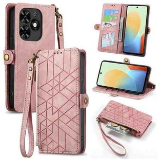 For Tecno Spark Go 2024 Geometric Zipper Wallet Side Buckle Leather Phone Case(Pink)