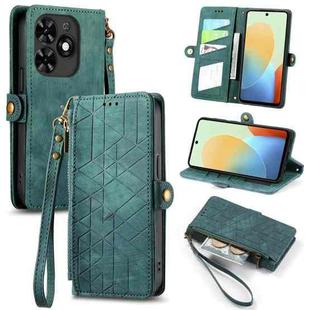 For Tecno Spark Go 2024 Geometric Zipper Wallet Side Buckle Leather Phone Case(Green)