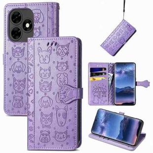 For Tecno Itel S23+ Cat and Dog Embossed Leather Phone Case(Purple)