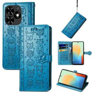 For Tecno Spark Go 2024 Cat and Dog Embossed Leather Phone Case(Blue)