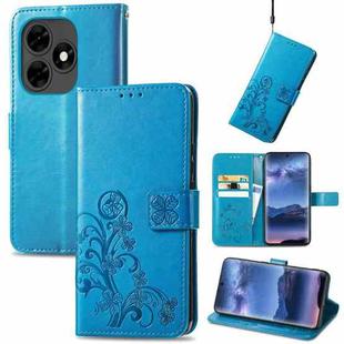 For Tecno Itel S23+ Four-leaf Clasp Embossed Buckle Leather Phone Case(Blue)