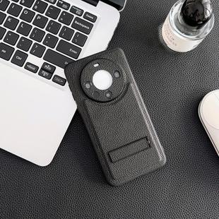 For Huawei Mate 60 Pro Litchi Texture Fold Holder Shockproof Phone Case(Black)