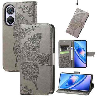 For Blackview A200 Pro Butterfly Love Flower Embossed Leather Phone Case(Gray)