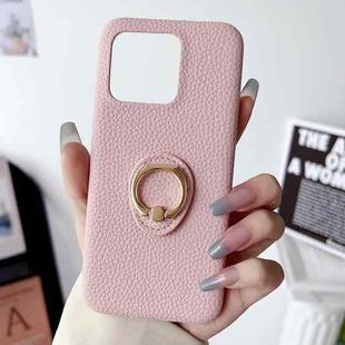 For Xiaomi 13T / 13T Pro Litchi Texture Ring Holder Shockproof Phone Case(Pink)