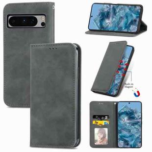 For Google Pixel 8 Retro Skin Feel Magnetic Horizontal Flip Leather Phone Case(Gray)