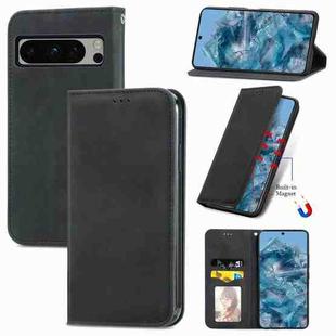 For Google Pixel 8 Pro Retro Skin Feel Magnetic Horizontal Flip Leather Phone Case(Black)