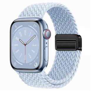 For Apple Watch SE 2023 44mm Nylon Woven Magnetic Fold Buckle Watch Band(Misty Blue)