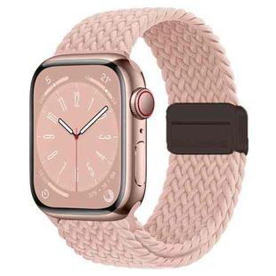 For Apple Watch SE 2023 44mm Nylon Woven Magnetic Fold Buckle Watch Band(Milk Tea Color)