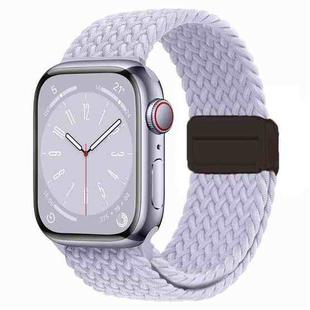 For  Apple Watch SE 2023 40mm Nylon Woven Magnetic Fold Buckle Watch Band(Misty Purple)