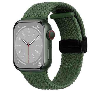 For Apple Watch Series 9 45mm Nylon Woven Magnetic Fold Buckle Watch Band(Green)