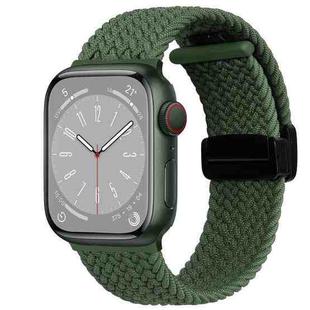 For Apple Watch Series 8 41mm Nylon Woven Magnetic Fold Buckle Watch Band(Green)