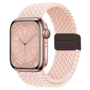 For  Apple Watch Series 8 45mm Nylon Woven Magnetic Fold Buckle Watch Band(Pink)