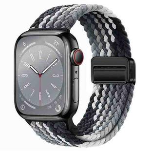 For  Apple Watch Series 4 40mm Nylon Woven Magnetic Fold Buckle Watch Band(Grey Black)