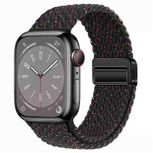 For  Apple Watch Series 4 40mm Nylon Woven Magnetic Fold Buckle Watch Band(Starlight Black)