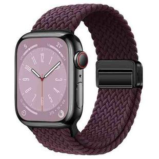 For  Apple Watch Series 3 42mm Nylon Woven Magnetic Fold Buckle Watch Band(Crimson Cherry)