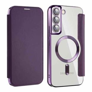 For Samsung Galaxy S22+ 5G MagSafe Magnetic RFID Anti-theft Leather Phone Case(Purple)