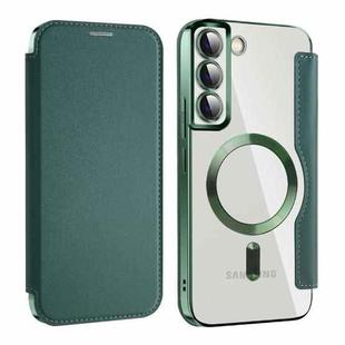 For Samsung Galaxy S22+ 5G MagSafe Magnetic RFID Anti-theft Leather Phone Case(Green)