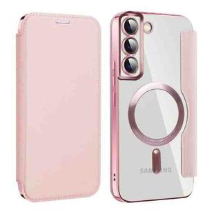 For Samsung Galaxy S22+ 5G MagSafe Magnetic RFID Anti-theft Leather Phone Case(Pink)