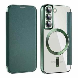 For Samsung Galaxy S22+ 5G MagSafe Magnetic RFID Anti-theft Leather Phone Case(Green)