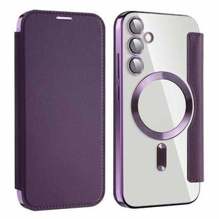 For Samsung Galaxy S23 FE 5G MagSafe Magnetic RFID Anti-theft Leather Phone Case(Purple)