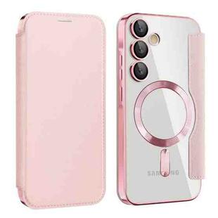 For Samsung Galaxy A35 5G MagSafe Magnetic RFID Anti-theft Leather Phone Case(Pink)