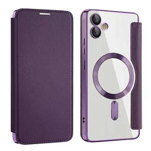For Samsung Galaxy A05 MagSafe Magnetic RFID Anti-theft Leather Phone Case(Purple)