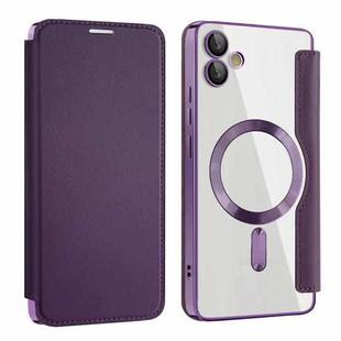 For Samsung Galaxy A05s Shield MagSafe RFID Anti-theft Leather Phone Case(Purple)