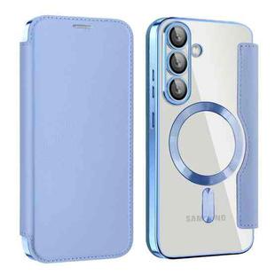 For Samsung Galaxy S25 5G Shield MagSafe RFID Anti-theft Leather Phone Case(Blue)