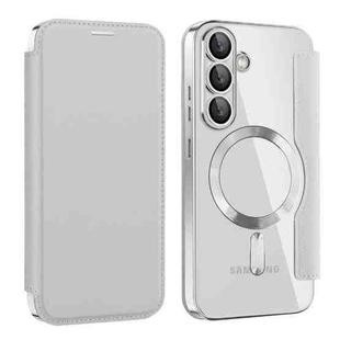 For Samsung Galaxy S25 5G Shield MagSafe RFID Anti-theft Leather Phone Case(Grey)