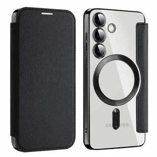 For Samsung Galaxy S25+ 5G Shield MagSafe RFID Anti-theft Leather Phone Case(Black)