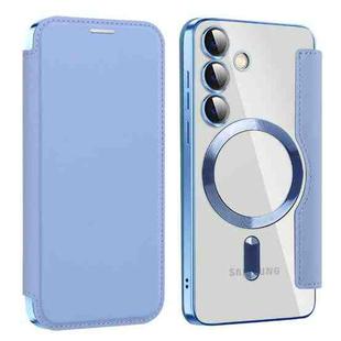 For Samsung Galaxy S25+ 5G Shield MagSafe RFID Anti-theft Leather Phone Case(Blue)