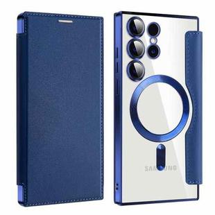 For Samsung Galaxy S25 Ultra 5G Shield MagSafe RFID Anti-theft Leather Phone Case(Dark Blue)