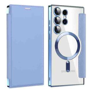 For Samsung Galaxy S25 Ultra 5G Shield MagSafe RFID Anti-theft Leather Phone Case(Blue)