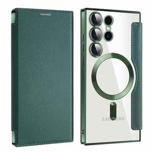 For Samsung Galaxy S25 Ultra 5G Shield MagSafe RFID Anti-theft Leather Phone Case(Green)