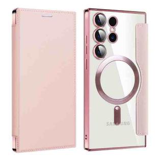 For Samsung Galaxy S25 Ultra 5G Shield MagSafe RFID Anti-theft Leather Phone Case(Pink)