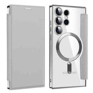 For Samsung Galaxy S25 Ultra 5G Shield MagSafe RFID Anti-theft Leather Phone Case(Grey)