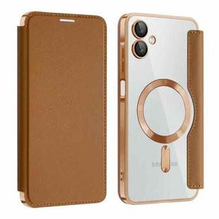 For Samsung Galaxy A06 4G Shield MagSafe RFID Anti-theft Leather Phone Case(Brown)