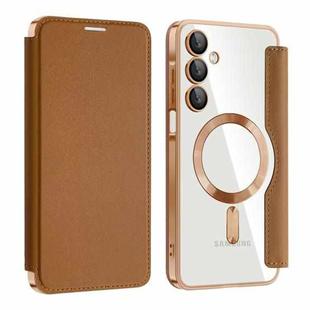 For Samsung Galaxy A16 5G Shield MagSafe RFID Anti-theft Leather Phone Case(Brown)