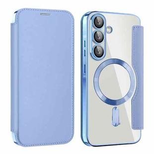 For Samsung Galaxy A56 5G Shield MagSafe RFID Anti-theft Leather Phone Case(Blue)