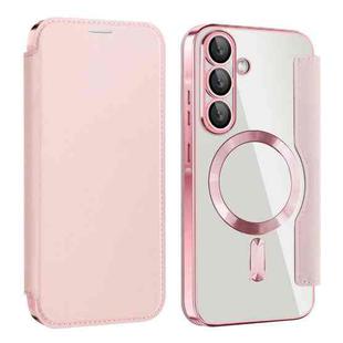 For Samsung Galaxy A56 5G Shield MagSafe RFID Anti-theft Leather Phone Case(Pink)