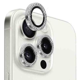 For iPhone 15 Pro / 15 Pro Max NORTHJO Camera Lens Protector Tempered Glass Metal Rhinestone Ring Film(Silver)