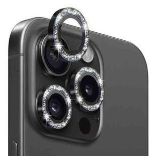 For iPhone 15 Pro / 15 Pro Max NORTHJO Camera Lens Protector Tempered Glass Bling Glitter Metal Ring Film(Black)