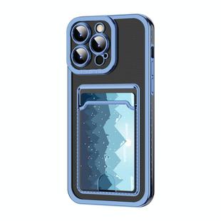 For iPhone 15 Electroplating Frame Card Slot Phone Case(Blue)