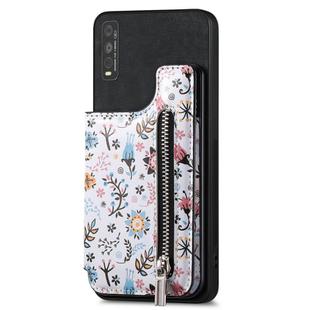 For vivo Y20 Retro Painted Zipper Wallet Back Phone Case(Black)